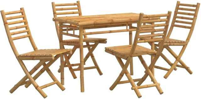 vidaXL 5-tlg Garten-Essgruppe aus Bambus in Braun, modernes Design - Bild 1