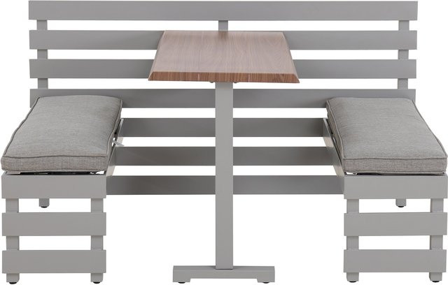 Sunjoy Garten-Set Lagos aus Stahl in Grau mit Holzstruktur B: 126 cm, T: 128 cm - Bild 3