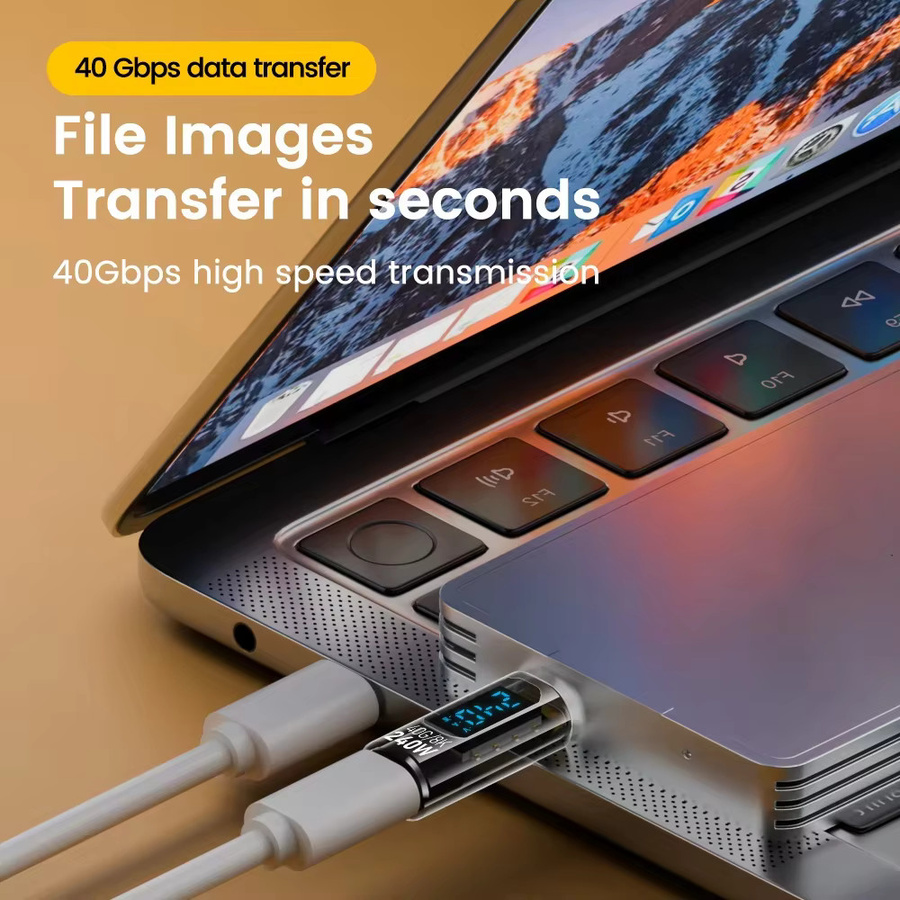 NNBILI USB4 Adapter Typ C auf Typ C mit Digitalanzeige, 240 W, 5 A, OTG und 8K Videoübertragung, Blau - Bild 2