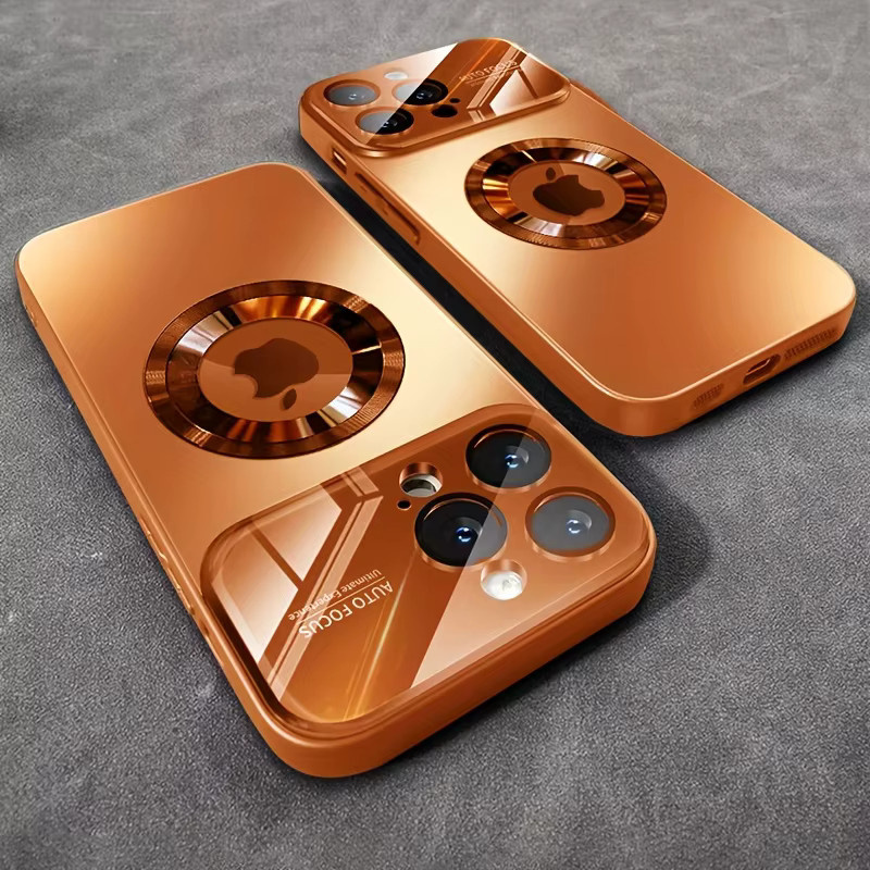 Jinitaimeik MagSafe Magnetische Drahtlose Lade Hülle mit Glas Kamera Schutz für iPhone 11 bis 17 Pro Max Air Plus in Orange - Bild 4
