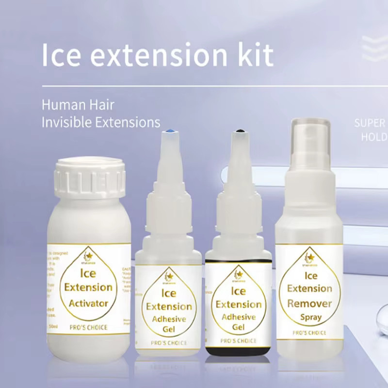 Ice Hair Extension Kleber Gel Kit, Cold Bonding Haarverlängerung, 4 Flaschen Kleber und Entferner - Bild 2
