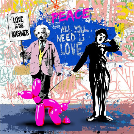 Glasbild LOVE IS THE ANSWER von PRO ART in Multicolour mit Typografie-Design