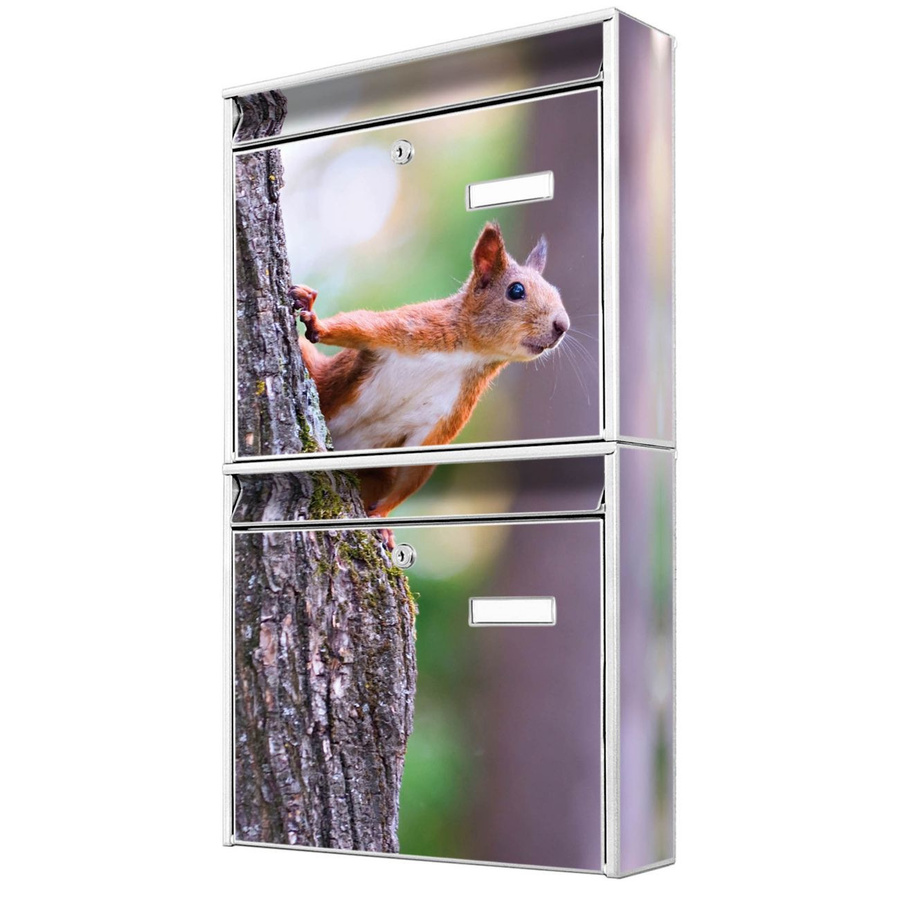 banjado Burg Wächter Doppelbriefkastenanlage in Weiß mit Eichhörnchen-Motiv, flexibel erweiterbar, B/T/H: 64,5 x 36,2 x 10,0 cm - Bild 1