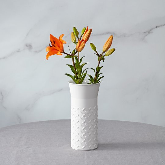 KPM Vase Mandorla aus Porzellan in Weiß, zylindrische Tischvase, Höhe: 34,0 cm, Durchmesser: 20,0 cm - Bild 1