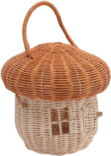 Handgefertigter Rattan-Korb in Pilzform von CosyHome in Braun mit Griffen - Bild 1