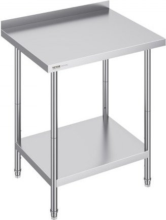 VEVOR Edelstahl Arbeitstisch für Gastronomie und Haushalt, höhenverstellbar, Farbe: Silber, B/T/H: 60,96 x 76,2 x 91,44 cm - Bild 1