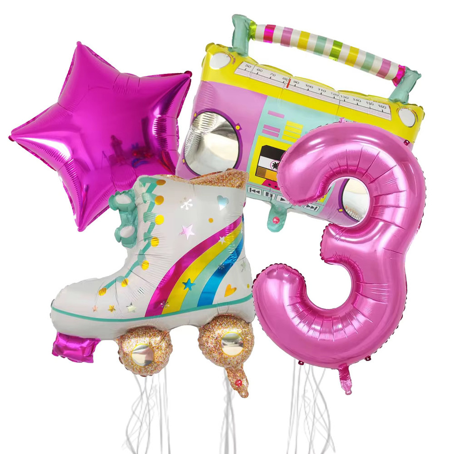 BALONAQ Zahlenballons, Radio-Skates-förmig, 4-teiliges Set - Bild 1