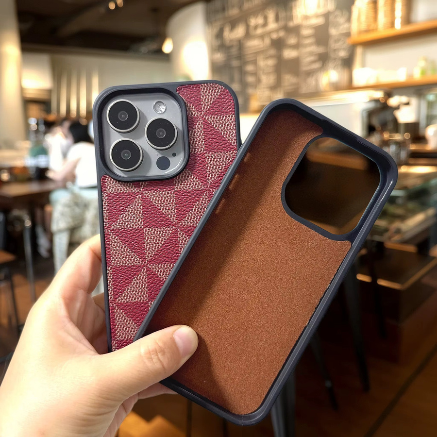 Luxus Handyhülle mit geometrischem Design aus Leder für iPhone 17 16 15 14 13 12 11 Pro Max Plus und 16e - Bild 3