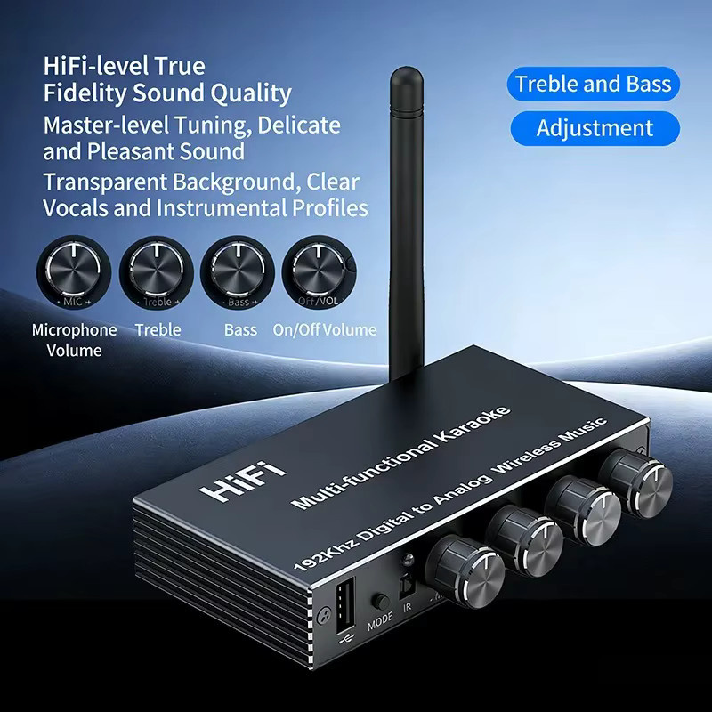 XIKCU Bluetooth 5.4 HIFI Audio-Konverter in Schwarz mit optischem und koaxialem Anschluss, RCA, AUX sowie U-Disk-Wiedergabe und IR-Fernbedienung für dein Heimkino-Stereo-Upgrade - Bild 2