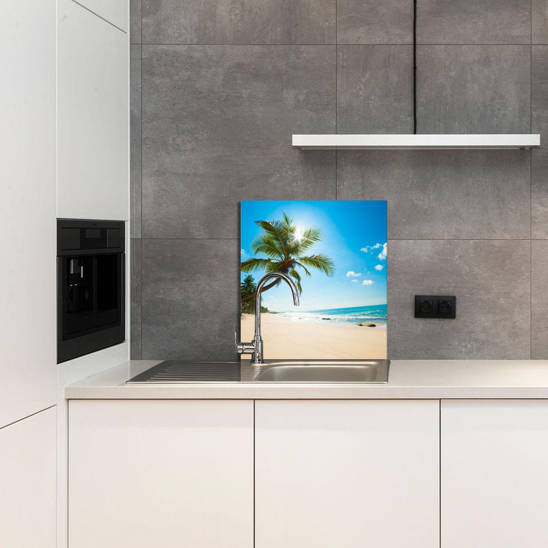 Glas-Küchenrückwand Plage mehrfarbig, rahmenlos und modern, B: 60 cm, H: 65 cm - Bild 3