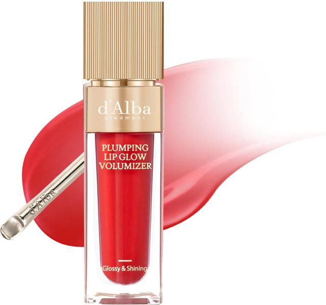 d'Alba Lip Glow Mood Volumizer Lipgloss, Rubinrote Rose, Glänzend - Bild 1