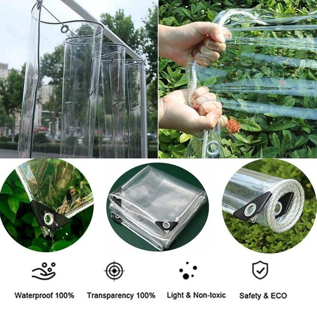 Wasserdichte transparente PVC-Vinylplane von Rongquan, Farbe: transparent, B: 2 m, L: 5 m - Bild 1