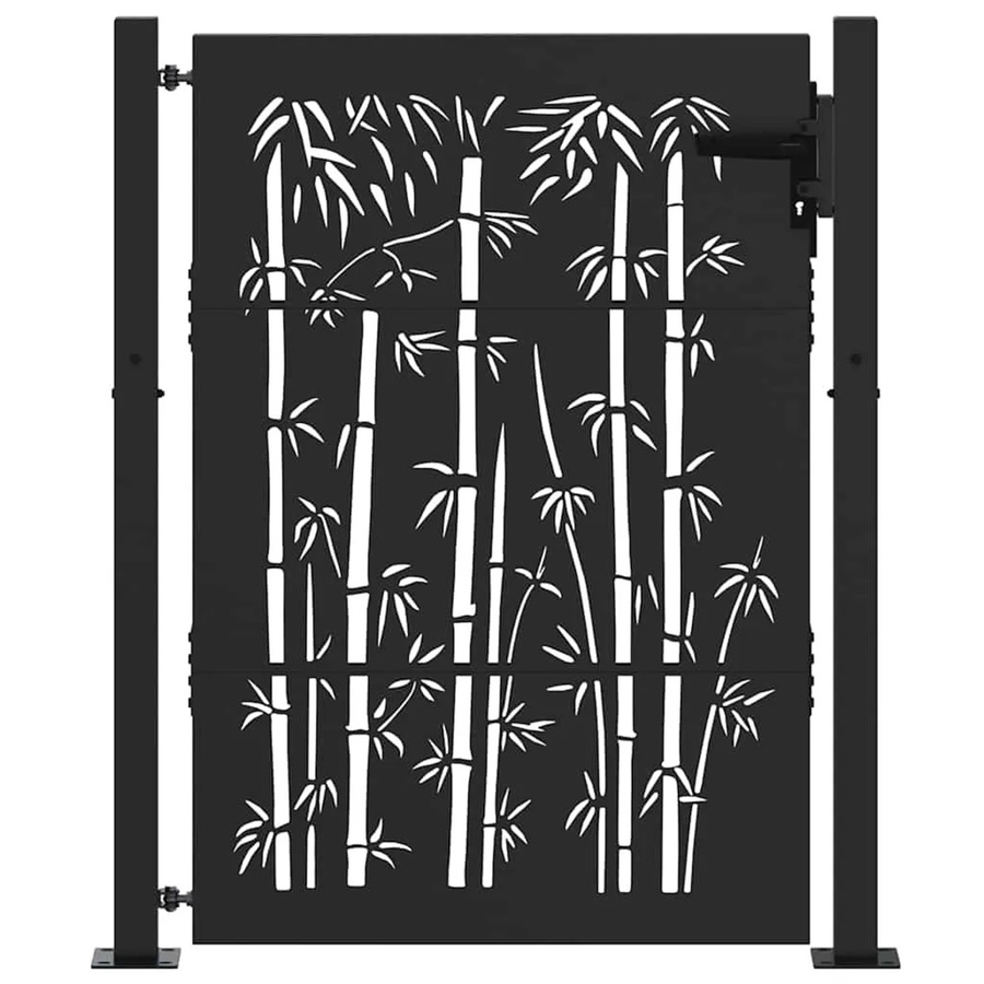 vidaXL Gartentor Schwarz aus pulverbeschichtetem Stahl, Höhe: 150 cm, Breite: 105 cm - Bild 2