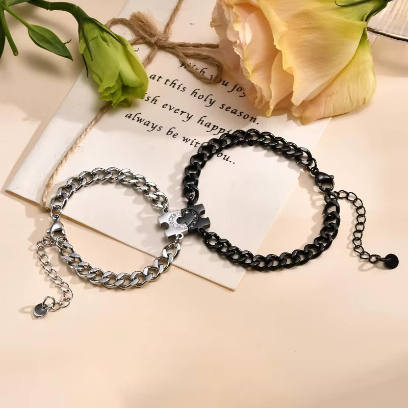 RUIYI Armbänder, Puzzle-Herz, Edelstahl, Bicolor, Unisex - Bild 1