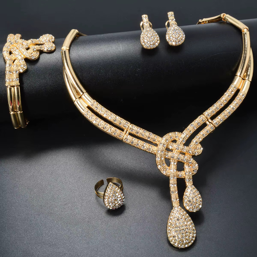 Schmuck-Set 18 Karat vergoldet, Zirkonia, Gold, Unisex - Bild 5