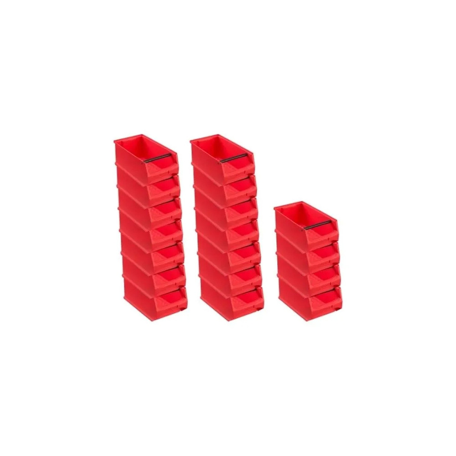 PROREGAL SuperSparSet 18er Pack Sichtlagerboxen 4,1 mit Griffstange, Rot, H x B x T: 15 x 20 x 35 cm, 7,2 Liter - Bild 2