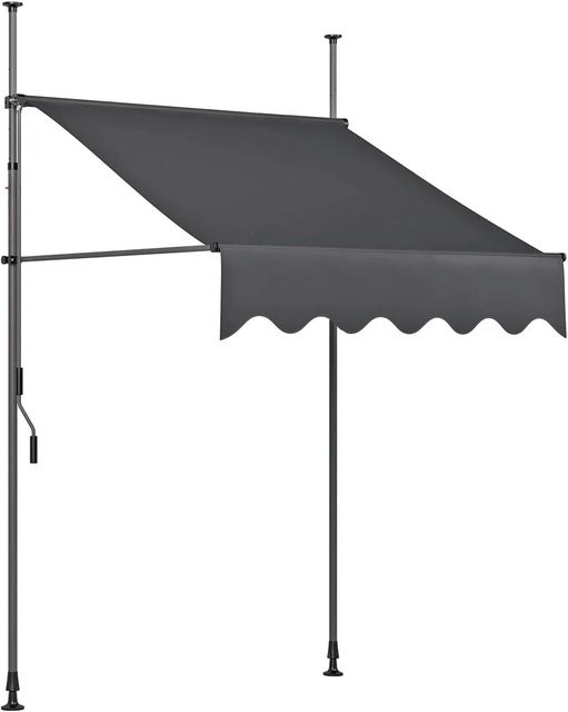 DELUKE Klemmmarkise SCHRABO Sonnenschutz für Terrasse und Balkon, Dunkelgrau, Breite: 200 cm, aus Polyester und Aluminium - Bild 1