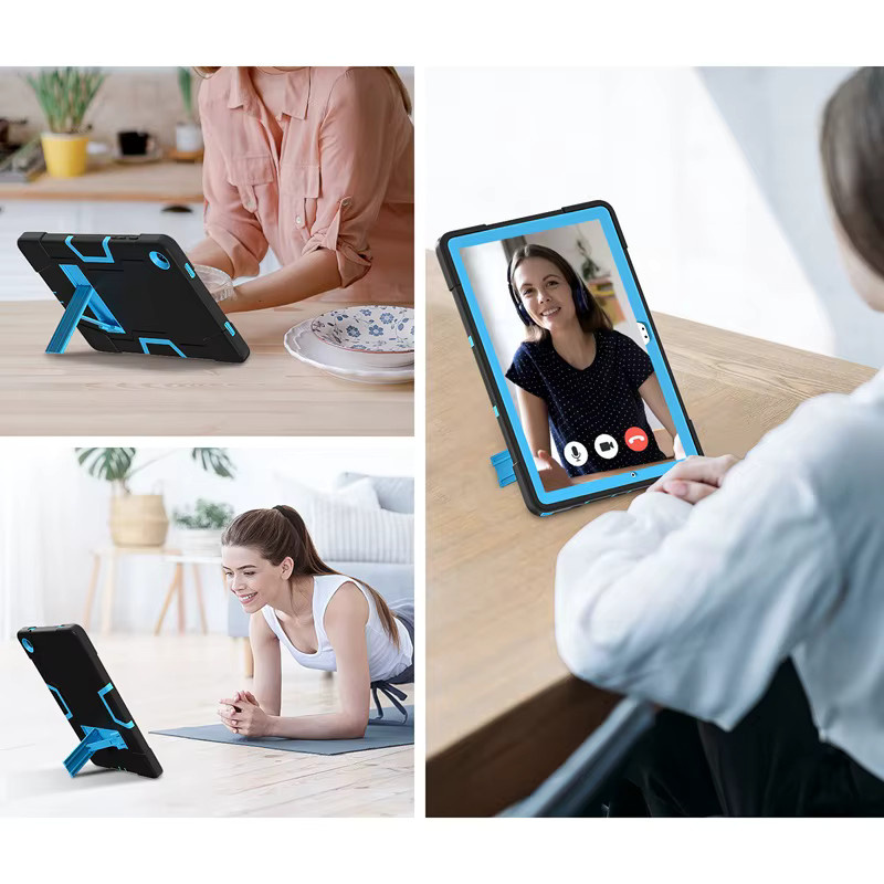 Robuste und stoßfeste Schutzhülle für Samsung Galaxy Tab S9, S10 FE Plus, A11, A9 Plus und Tab 11 in Schwarz mit integriertem Ständer - Bild 4