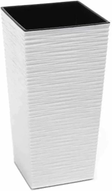 Siena Garden Pflanzgefäß Nizza Groove aus Kunststoff in Weiß B/T/H: 25 x 25 x 46,5 cm - Bild 1