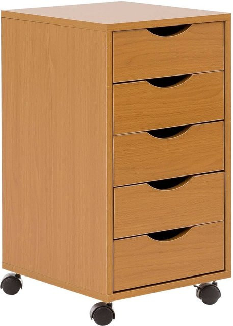Rollcontainer Wohnling in Braun aus Spanplatte mit Rollen B/H/T: 33 x 64 x 38 cm - Bild 1