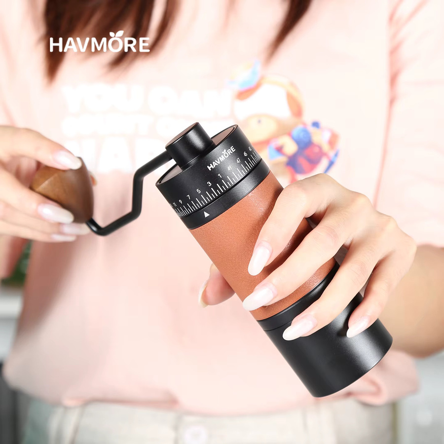 HAVMORE Manuelle Kaffeemühle aus Metall in Schwarz mit rutschfestem Design und integriertem Grat - Bild 2