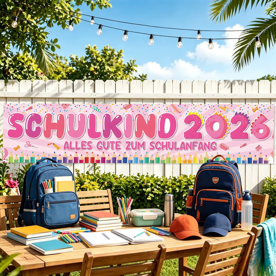 SCHULKING Zurück zur Schule Gartenzaun-Dekoration Banner in Pink und Mehrfarbig - Bild 4