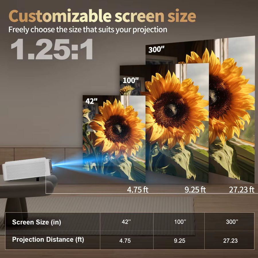 DESS 4K Heimkino-Projektor mit 1080P Full HD, Autofokus, Dual WiFi 6 und Bluetooth 5.0, Weiß - Bild 3