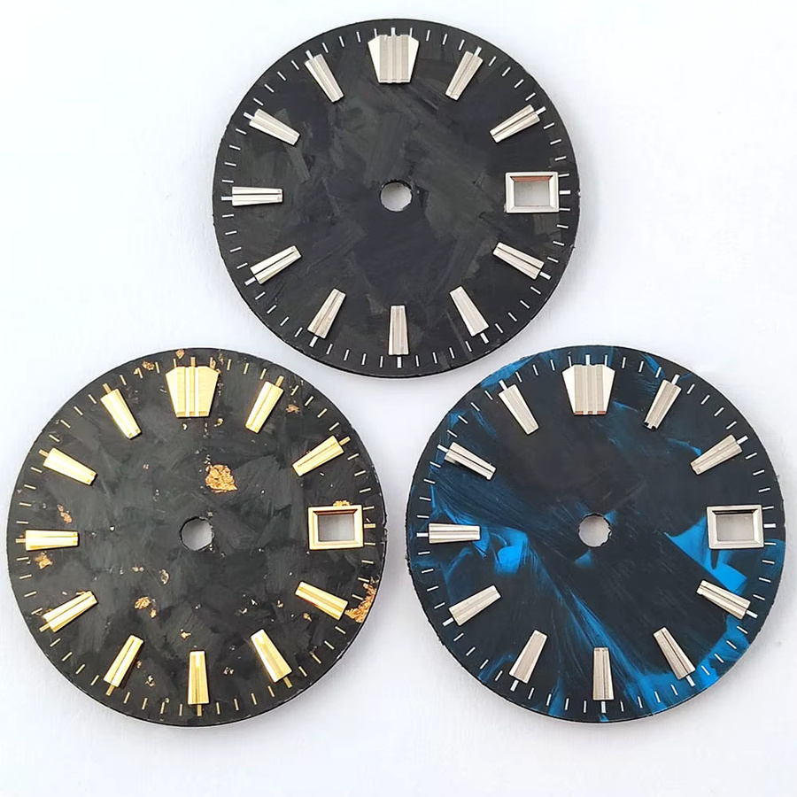 OUMASHI Zifferblatt, Kohlefaser, blau, 28,5 mm, passend für NH34NH35NH36 Uhrwerk - Bild 3