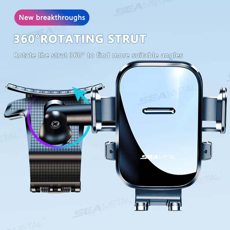 SEAMETAL Automatischer Autotelefonhalter für das Armaturenbrett in Schwarz mit 360-Grad-Drehung und Parkschild - Bild 3