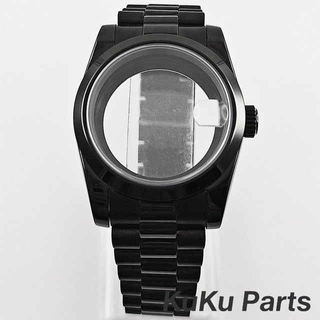 HUANXIAO Uhrengehäuse Edelstahl, Schwarz, Saphirglas, Unisex - Bild 1