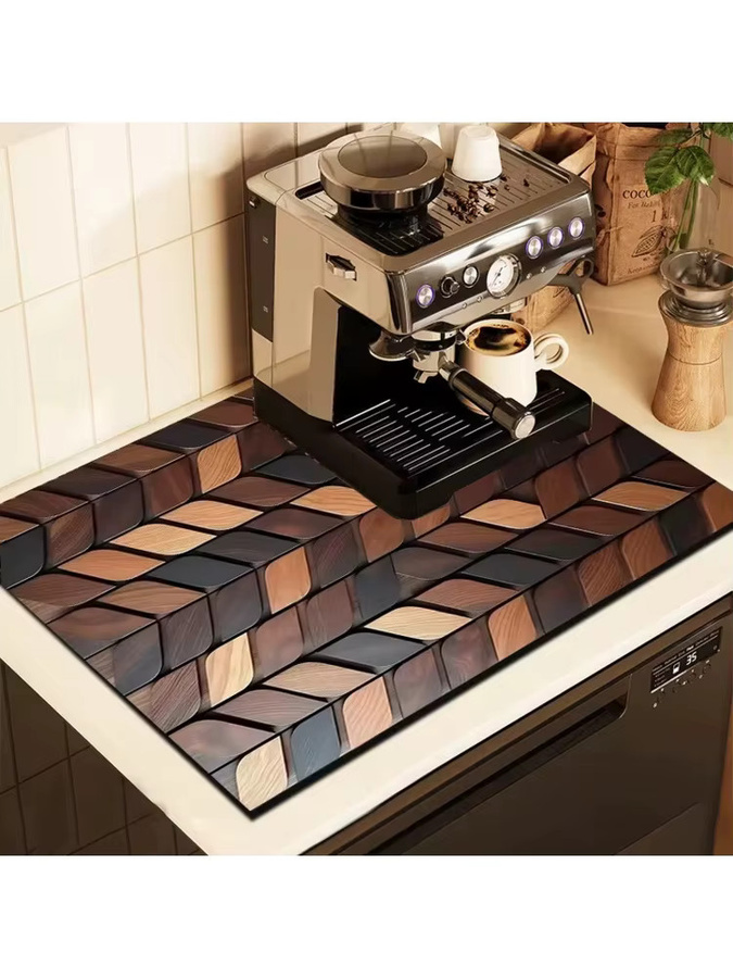 VIKAMA Geschirr-Trockenmatte in Holzmaserung, rutschfeste Abtropfmatte aus Silikon für die Küche, Farbe: Braun, B/T: 30,0 x 20,0 cm - Bild 2