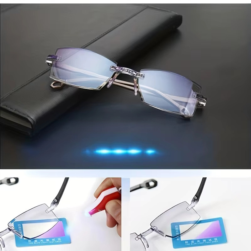 ERIKOLE Lesebrille, rahmenlos, rechteckig, Metall, Anti-Blaulicht - Bild 1