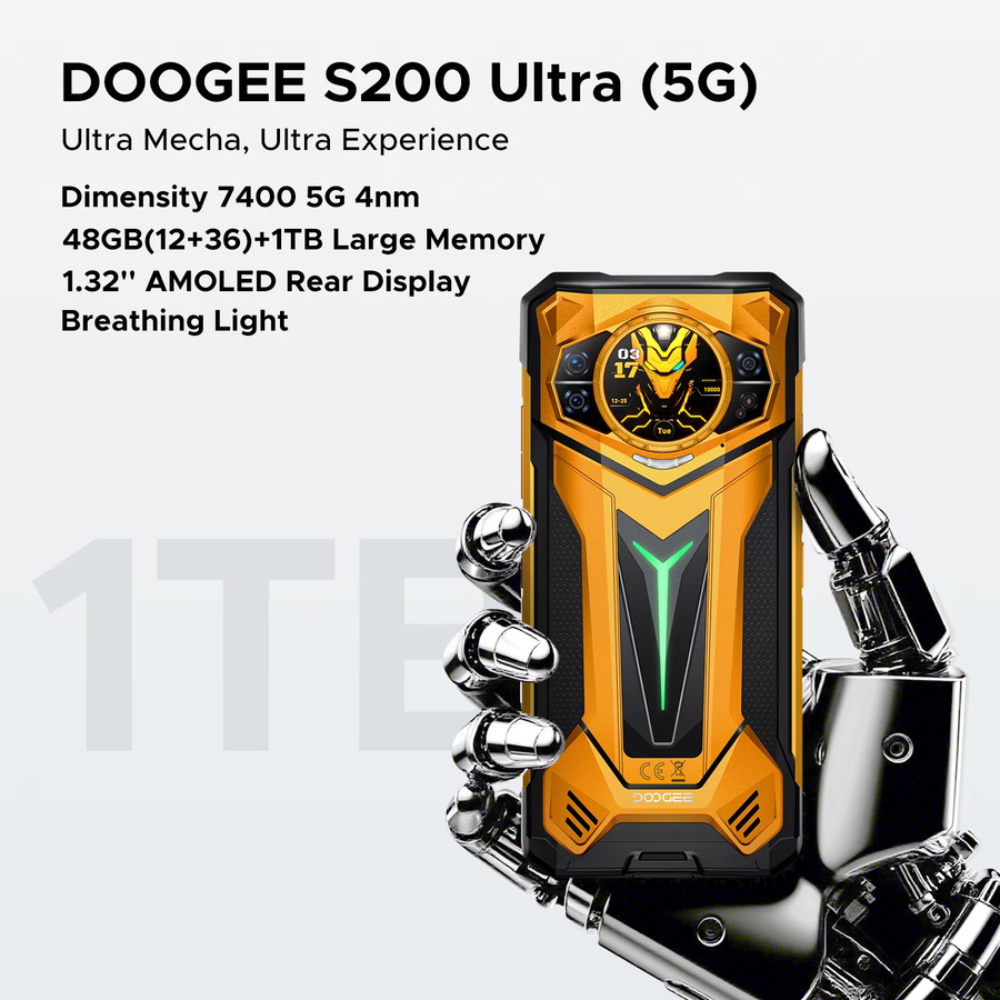 DOOGEE S200 Ultra 5G Outdoor-Smartphone mit 48GB RAM, 1TB Speicher, 6,72 Zoll 120Hz Display, 11000mAh Akku, 66W Ladung, NFC und Dimensity 7400, Android 15 - Bild 2