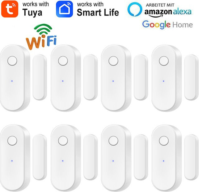 Tuya Smart Home WiFi Türsensor in Weiß zur Fenster- und Türüberwachung mit App-Steuerung und Alarmfunktion für Alexa und Google Home - Bild 1