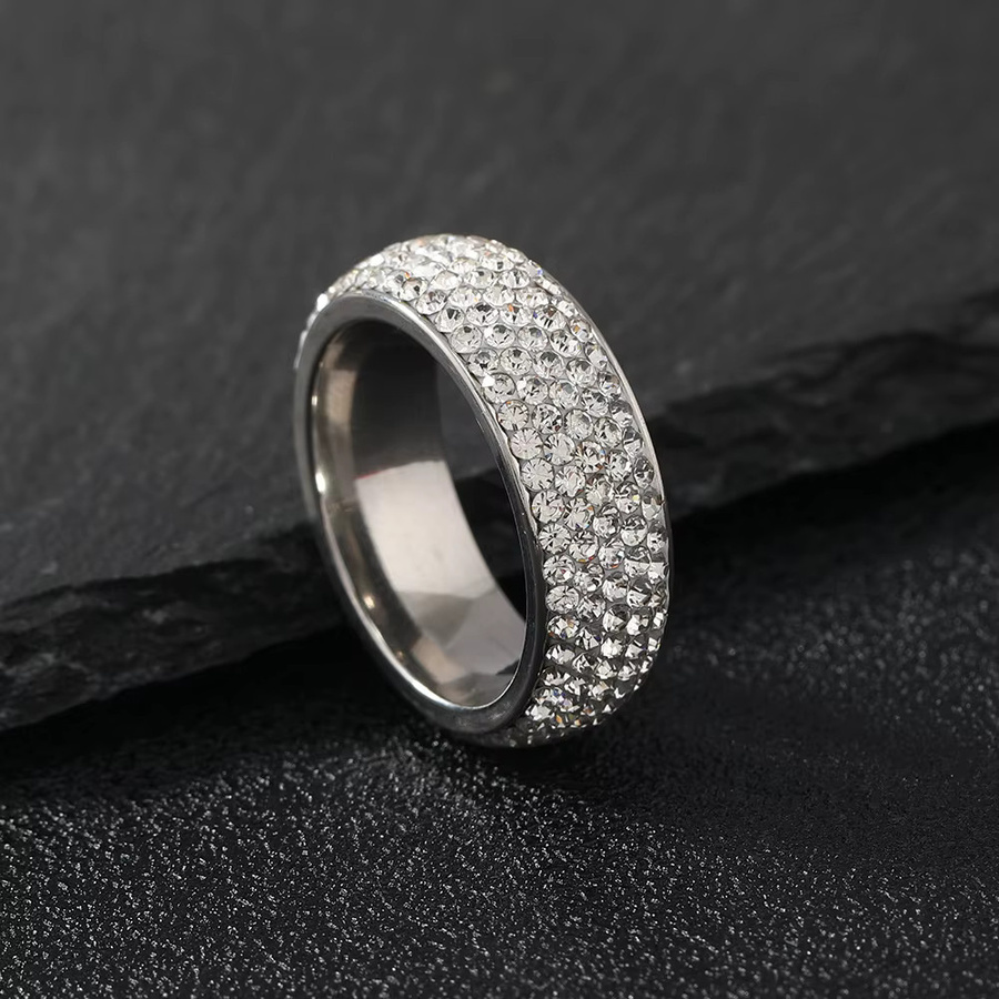 Ring 5-reihig, CZ, Edelstahl, Gold Silber Farbe, Unisex - Bild 4