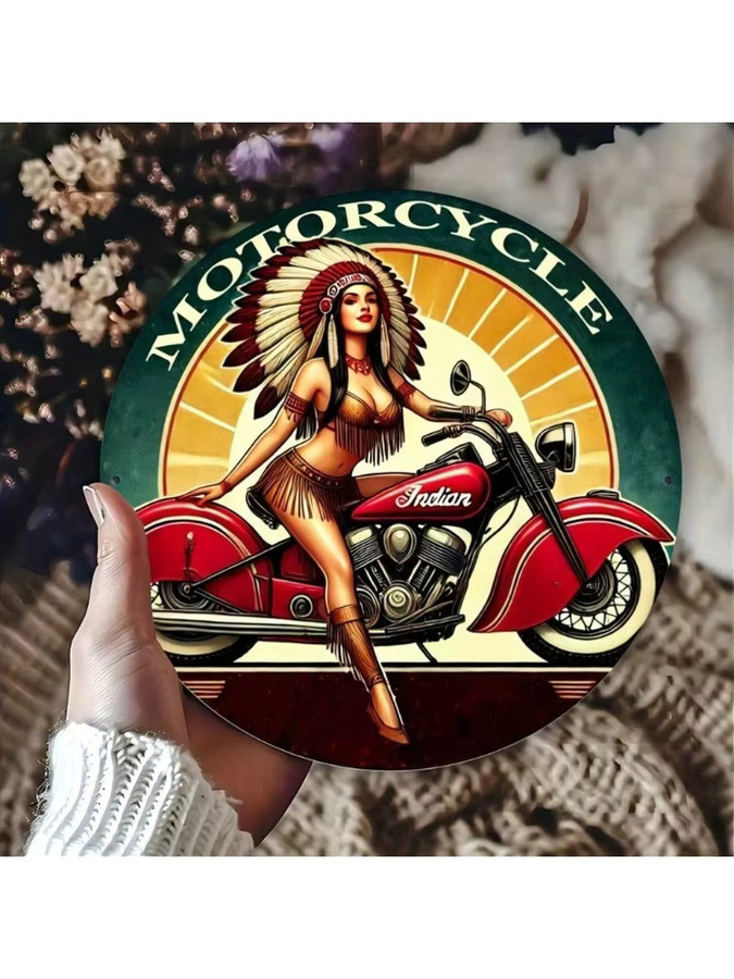 CIFBUY Retro Vintage Motorrad Blechschild aus Metall, quadratisch, Mehrfarbig, Breite: 20,32 cm, Höhe: 20,32 cm - Bild 4