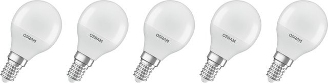 Osram LED Base Retro Leuchtmittel Set, 5 Stück, E14, Warmweiß, 470 lm, Matt, Weiß - Bild 1