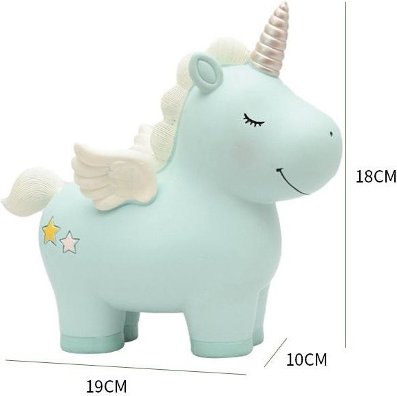 Niedliches Einhorn Sparschwein aus Harz in Multicolour von Yiran Furniture als Dekoration für Kinderzimmer, Büro oder Schreibtisch - Bild 1