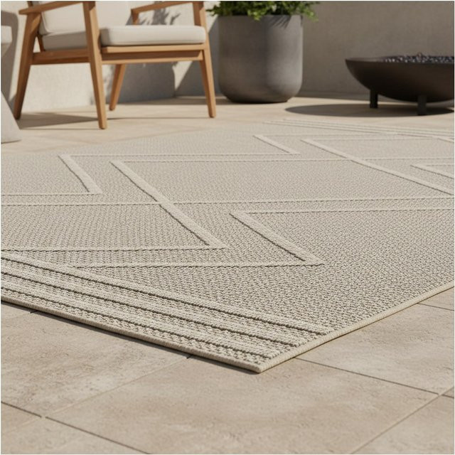 Outdoorteppich IMST von Kadima Design im Boho-Stil, Beige, B: 120 cm, T: 170 cm - Bild 1