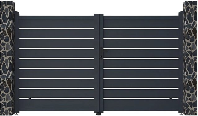 Vente-unique Flügeltor Primo Doppel-Aluminiumtor in Anthrazitgrau, Breite: 300 cm - Bild 1