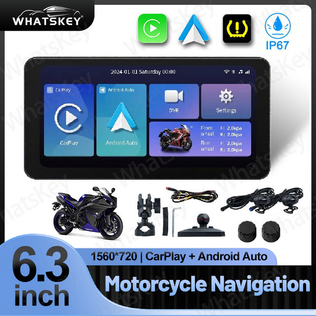 Peocke L300 Motorrad Navigation mit 6,3 Zoll IPS Touch Display, Android Auto und Apple CarPlay, IPX7 wasserdicht und staubdicht, Schwarz - Bild 1