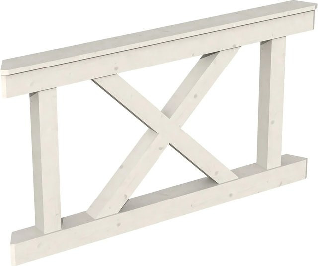 Skan Holz Brüstung Andreaskreuz aus Fichte in Weiß, B: 150 cm, H: 84 cm - Bild 1