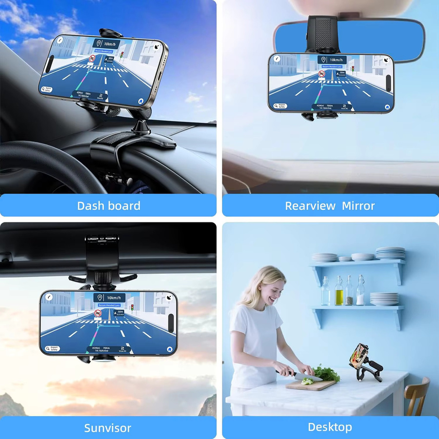 LRBH Handyhalterung für das Armaturenbrett mit 360-Grad-Drehung, Schwarz, passend für 4 bis 7 Zoll Smartphones - Bild 6