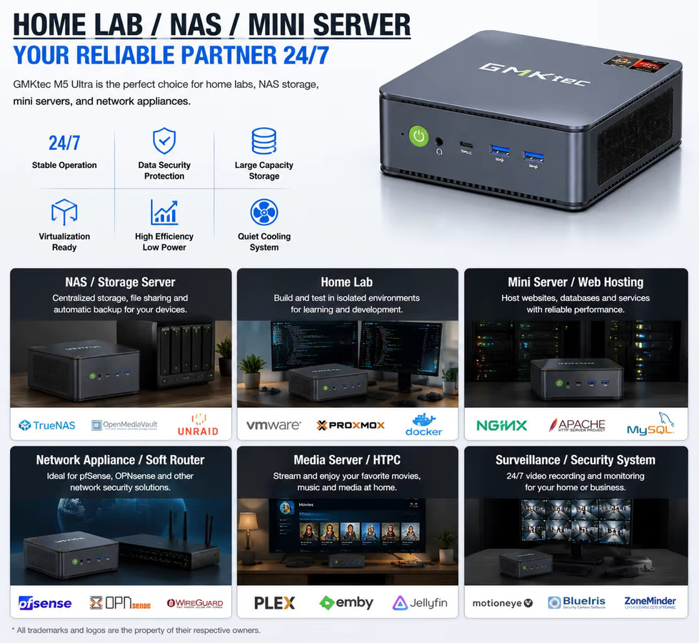 GMKtec M5 Ultra Mini-PC mit AMD Ryzen 7 7730U, 8C/16T, NVMe SSD, WiFi 6 und Windows 11 Pro in Schwarz - Bild 3