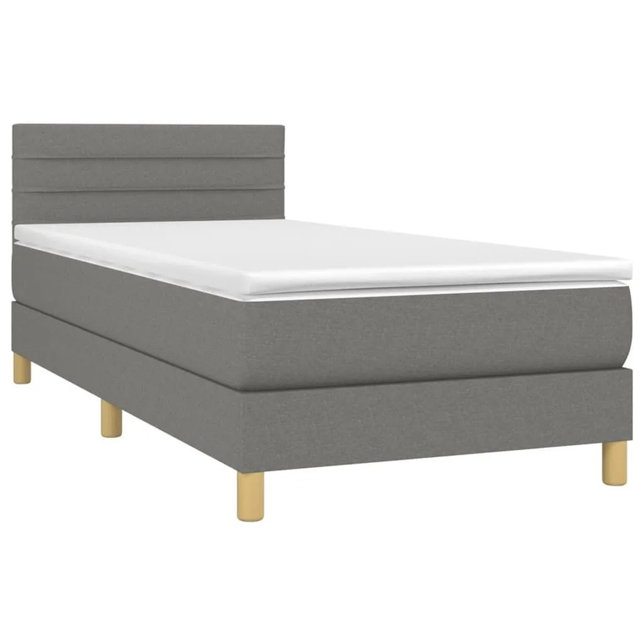 vidaXL Boxspringbett mit Matratze in Dunkelgrau, Hybridbett mit LED-Unterbettbeleuchtung und USB-Ladeanschluss, B/T/H: 80 x 200 x 78 cm - Bild 2