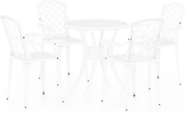 vidaXL 5-teiliges Bistro-Set aus Aluminiumguss in Weiß - Bild 1