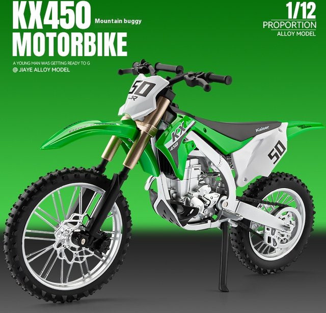 Kawasaki KX450 Motorrad Modell, 1:12, Metall, Grün - Bild 1