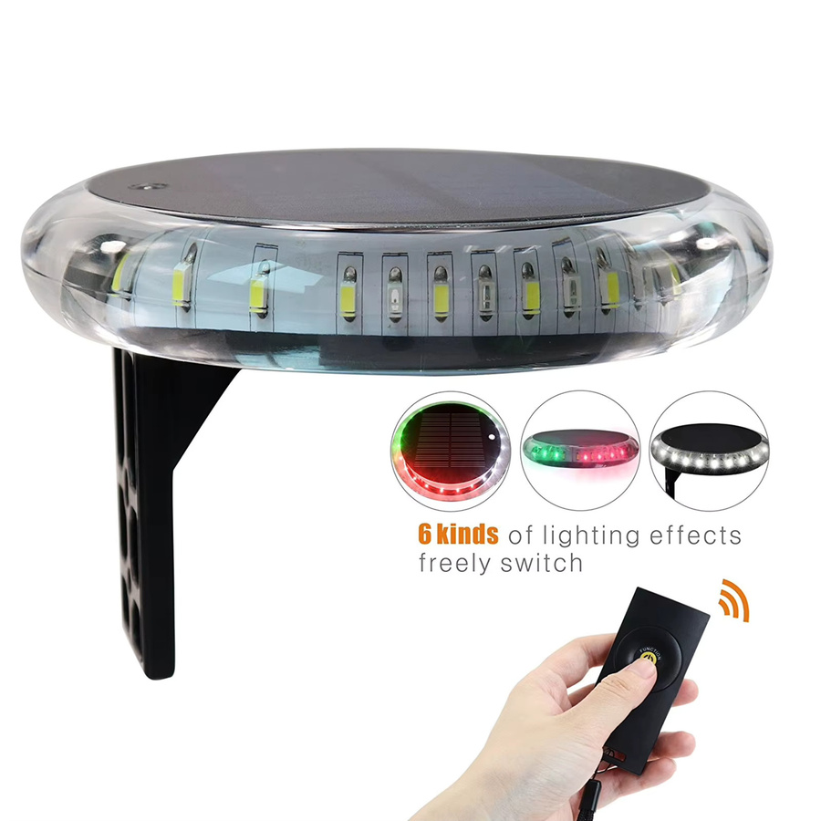 ESTINK Solarbetriebenes Outdoor-Navigationslicht mit 6 Modi, IP67 wasserdicht, RGB Multicolour, Schwarz mit Fernbedienung für Boote und Garten - Bild 4