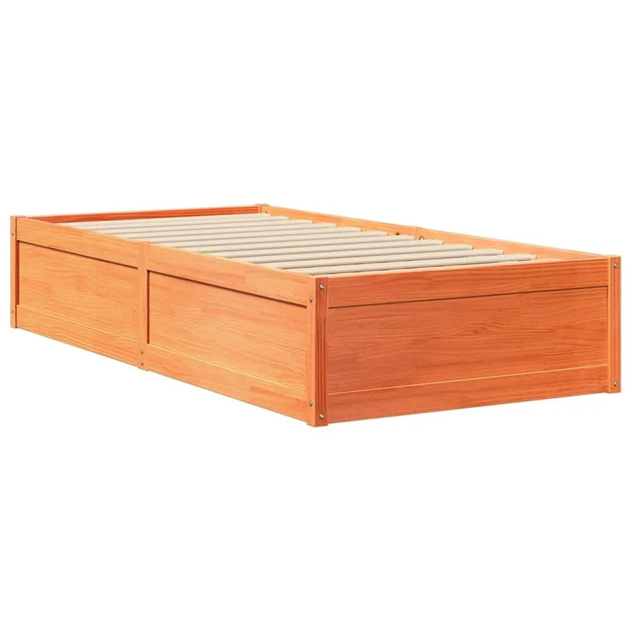 vidaXL Massivholzbett aus Kiefernholz in Braun, modern, ohne Matratze, B/T/H: 100 x 200 x 37 cm - Bild 2