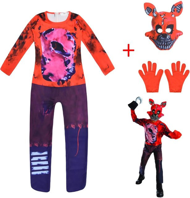 Fnaf Freddy Cosplay Kostüm, Jumpsuit, Rot, 160 - Bild 1